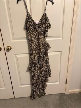 Paris Hilton Leopard-Print Slip Dress - Beige & Black